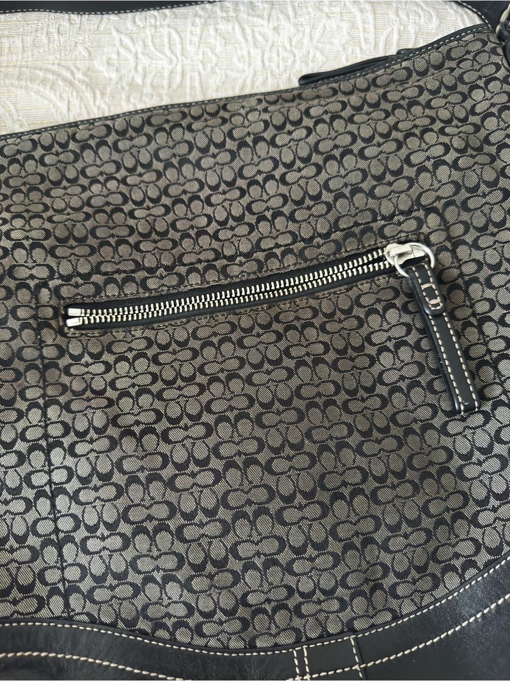 Coach Signature Monogram Black and Grey Shoulder Bag - Picture 6 of 7